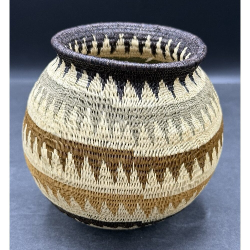 Hand Woven Fine Art Wounaan Werregue Basket Vessel Bowl 5"x 5" - Picture 3 of 9